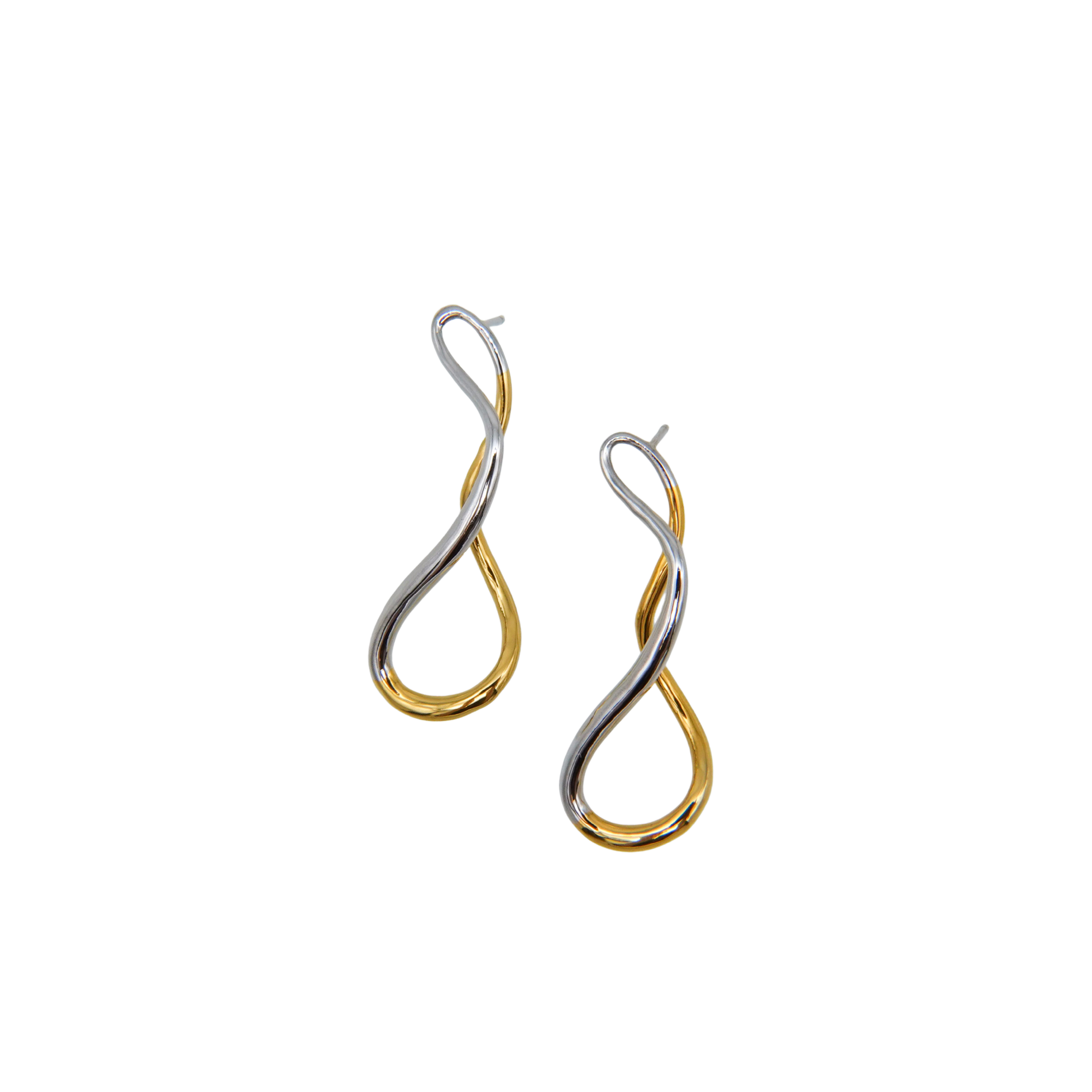 Meld Pierced Earrings K18YG&Rhodium-coat – unigem