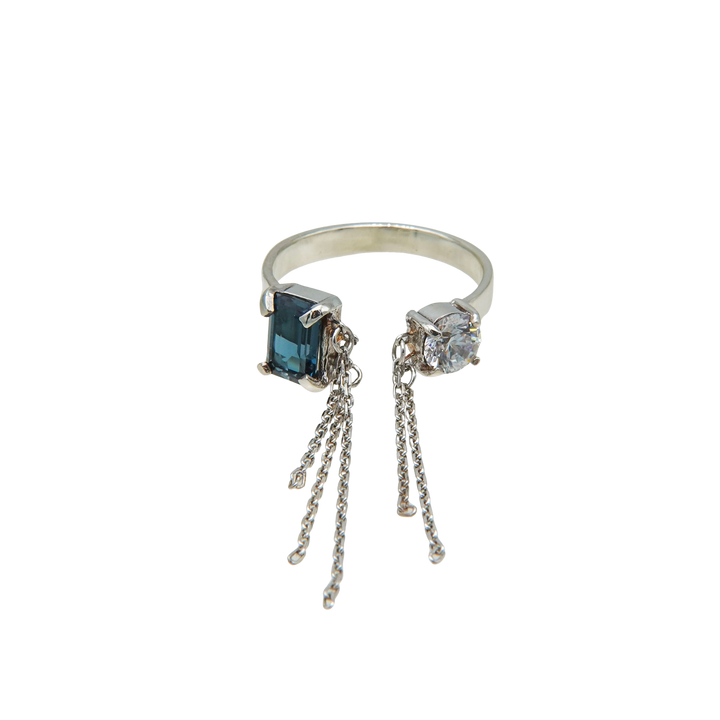 ブレイキンチェーンリング(ロンドンブルートパーズ、ジルコニア)