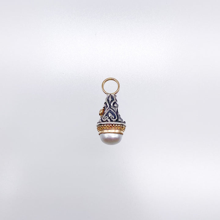 Santorini drop pendant in 18K Gold and Sterling Silver with pearl_1065C