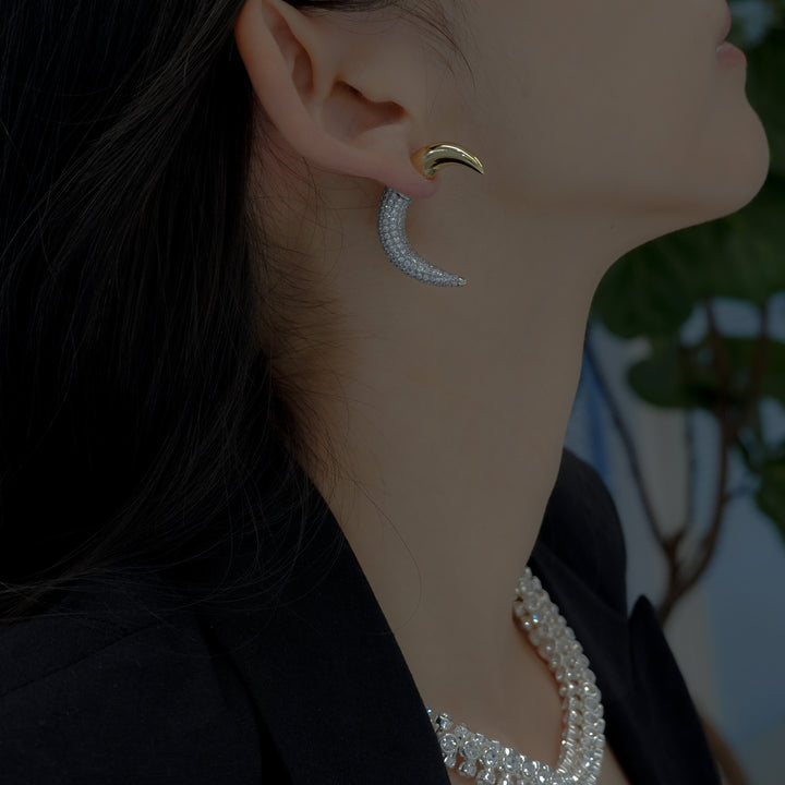Spike earring - Gold/Pavé