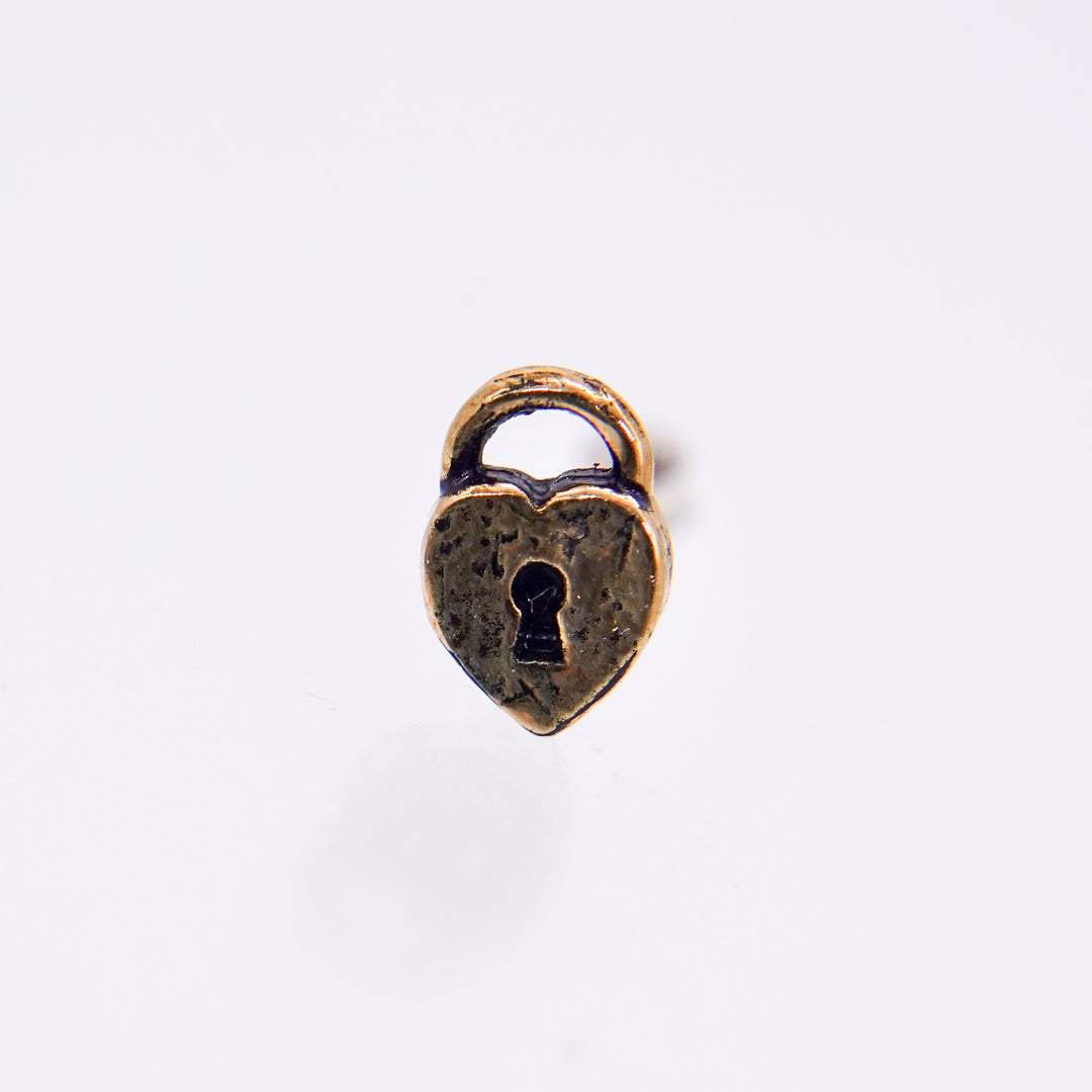 Heart Lock 14K Gold Symbol Stud