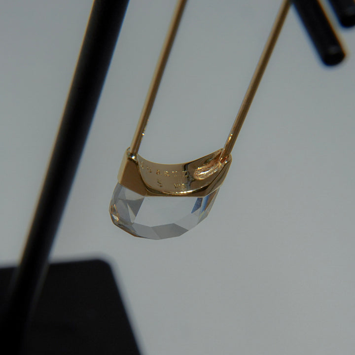 Drop Quartz Pierced Earring Oval