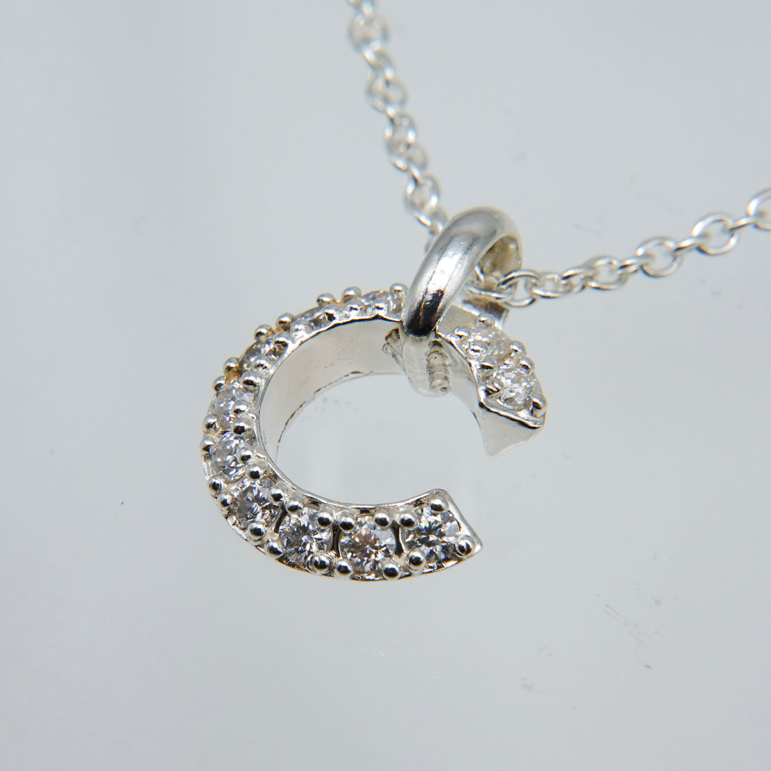 PLATE PENDANT NECKLACE SILVER MOISSANITE
