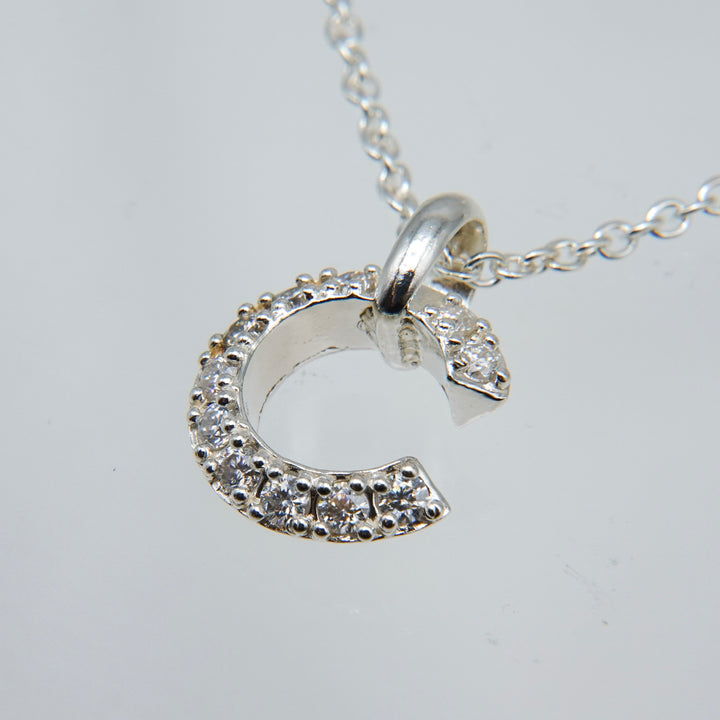 PLATE PENDANT NECKLACE SILVER MOISSANITE