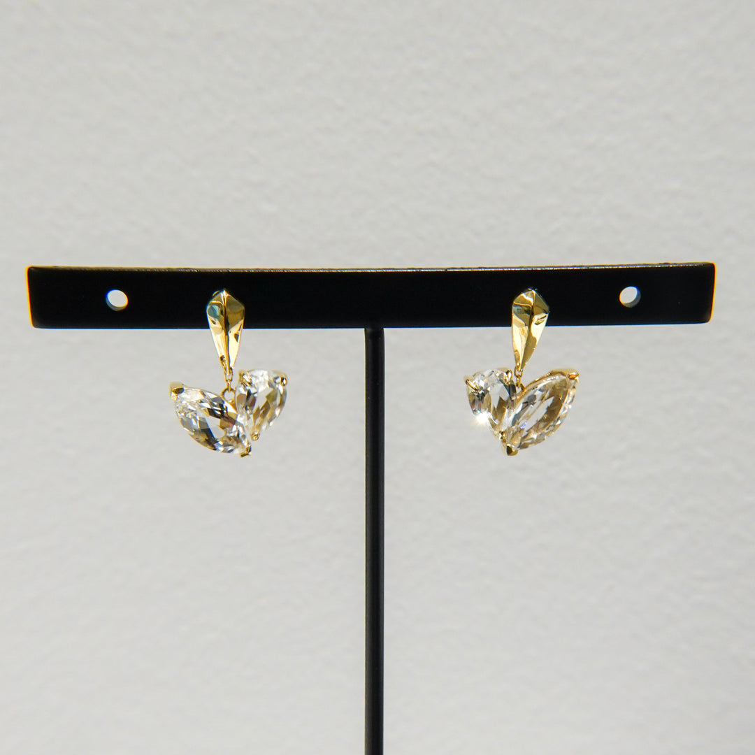 MINI CUDDLE EARRINGS SET_10KYG x White topaz