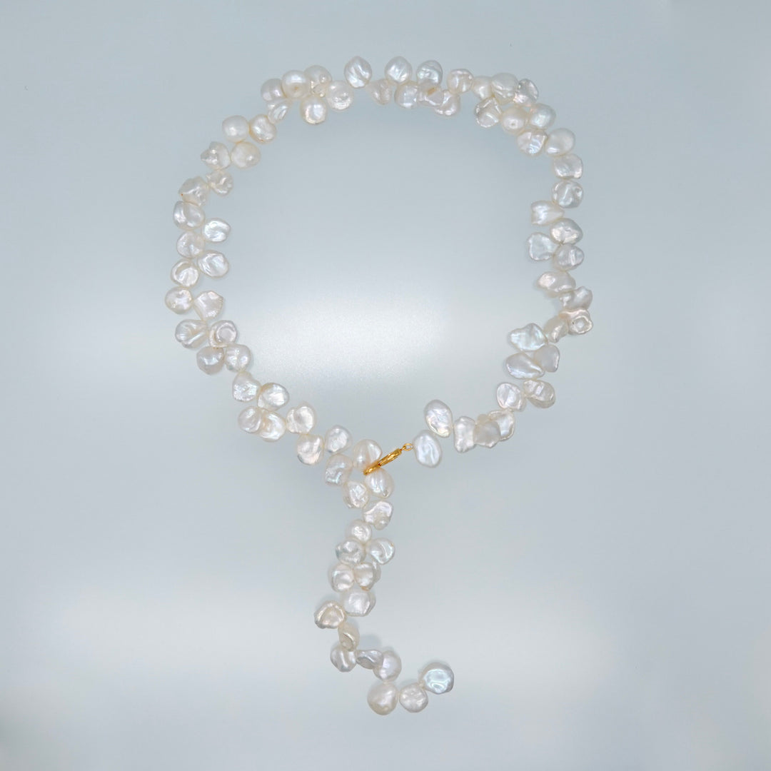 3WAY FALLING PATELS PEARL LARIAT NECKLACE (GD)