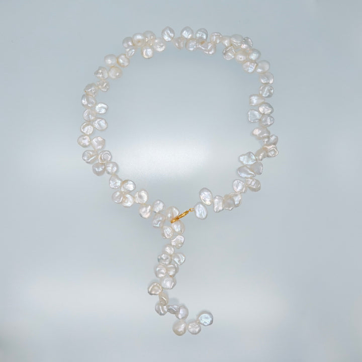 3WAY FALLING PATELS PEARL LARIAT NECKLACE (GD)