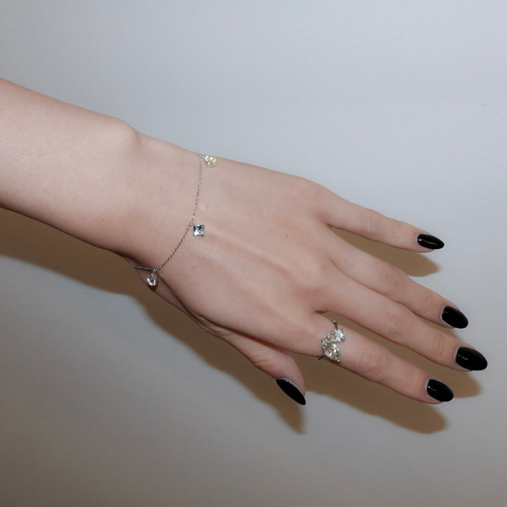 STARRY BRACELET - S- _10KWG x White topaz x Blue topaz x Lemon quartz