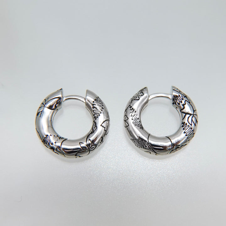 Black Millefleurs Hoops