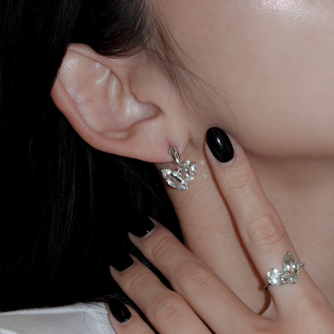 CUDDLE EARRINGS SET_10KWG x White topaz