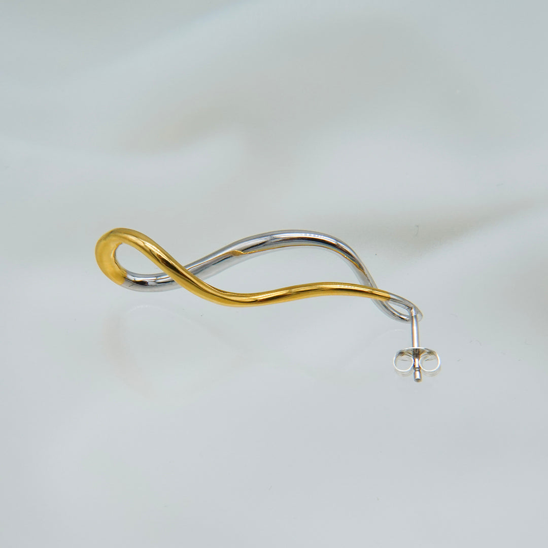 Meld Pierced Earrings K18YG&amp;Rhodium-coat