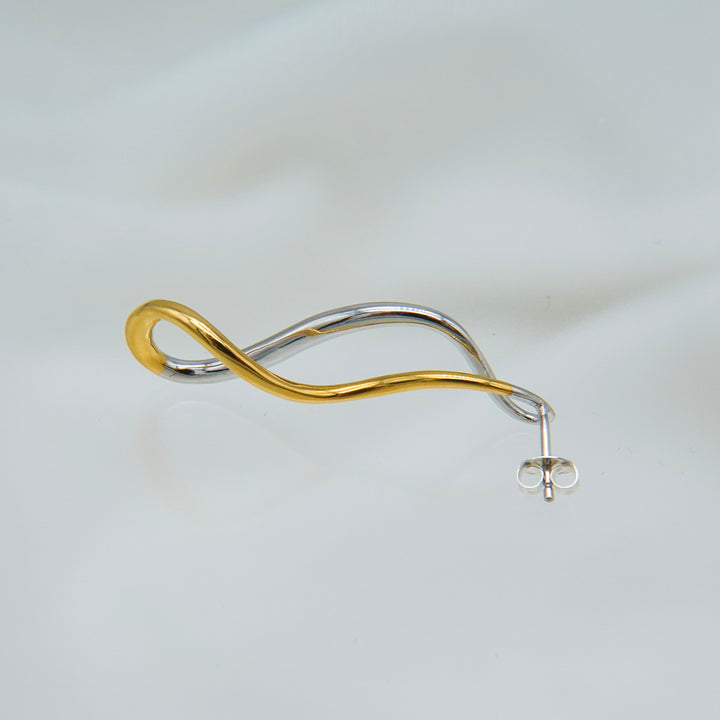 Meld Pierced Earrings K18YG&amp;Rhodium-coat