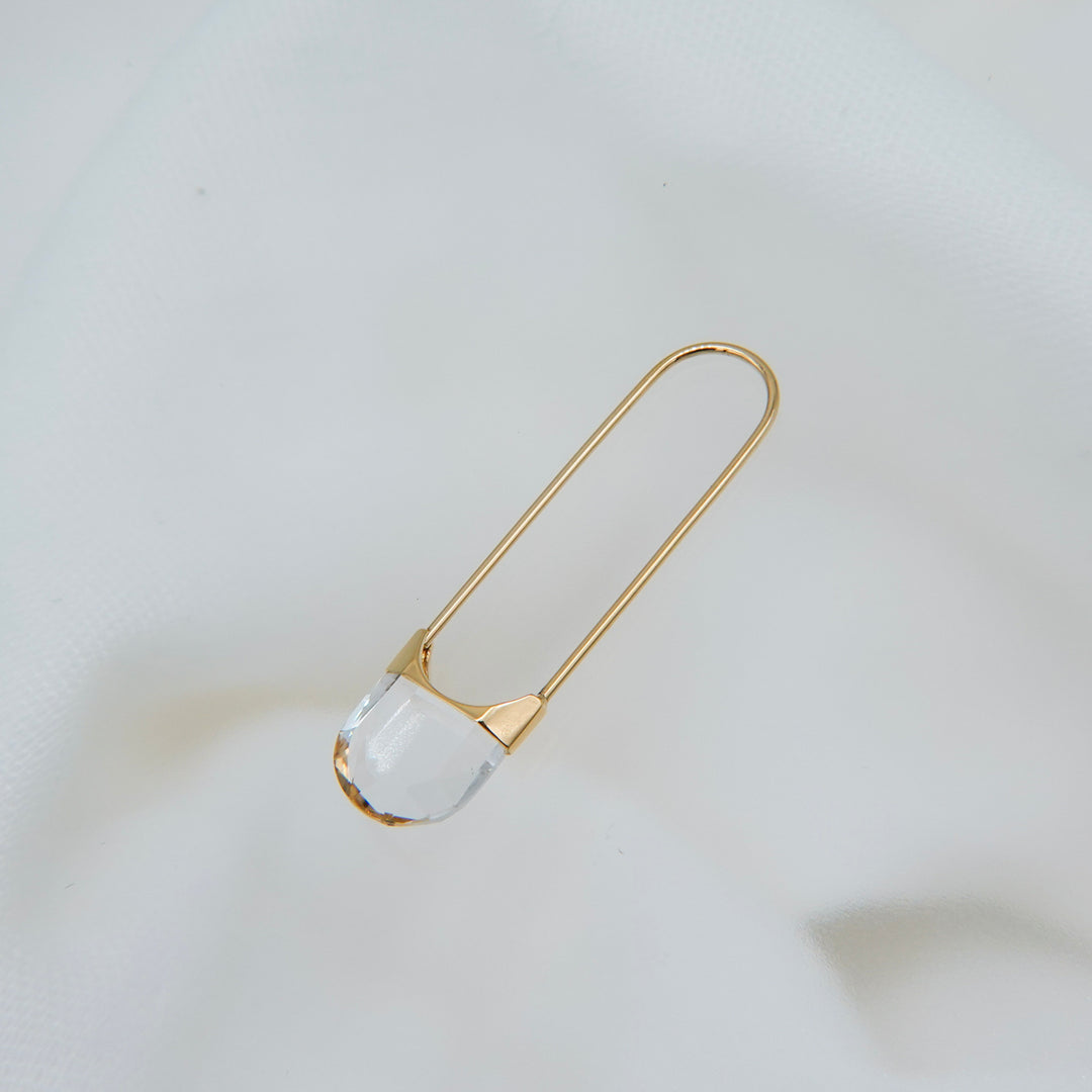 Drop Quartz Pierced Earring Oval