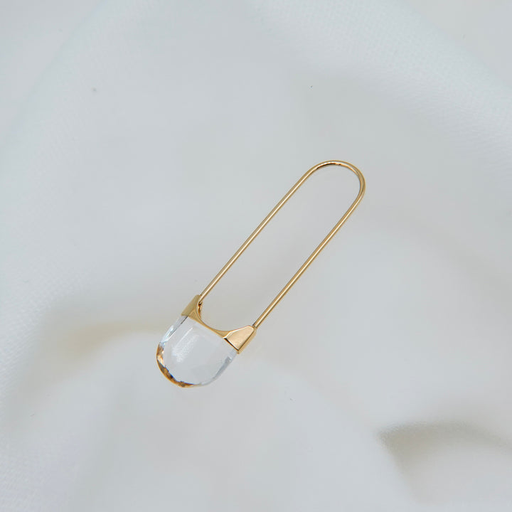 Drop Quartz Pierced Earring Oval