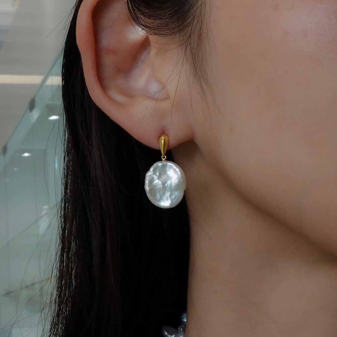 PETAL PEARL DROP EARRING SET (GD)