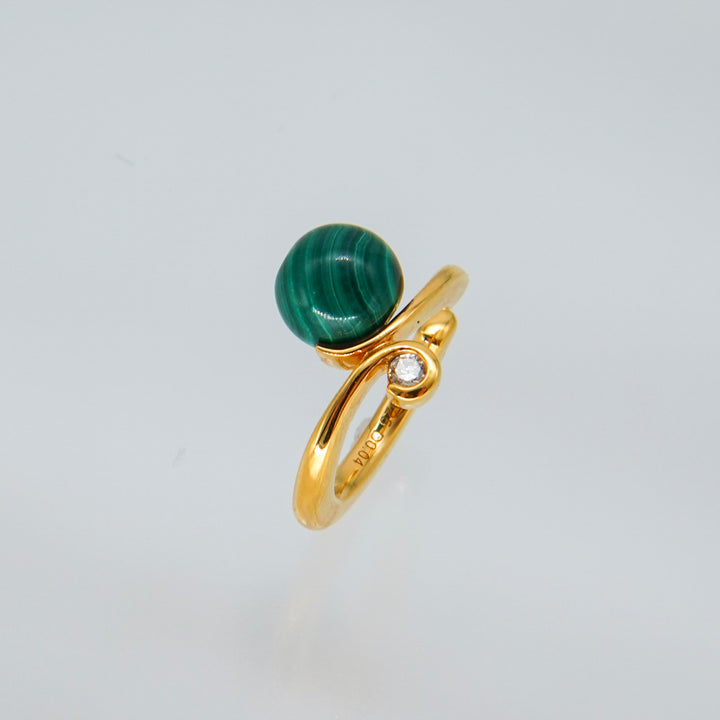 Gold Ear Cuff マラカイト.ダイヤモンド.イヤーカフ GMG3MD