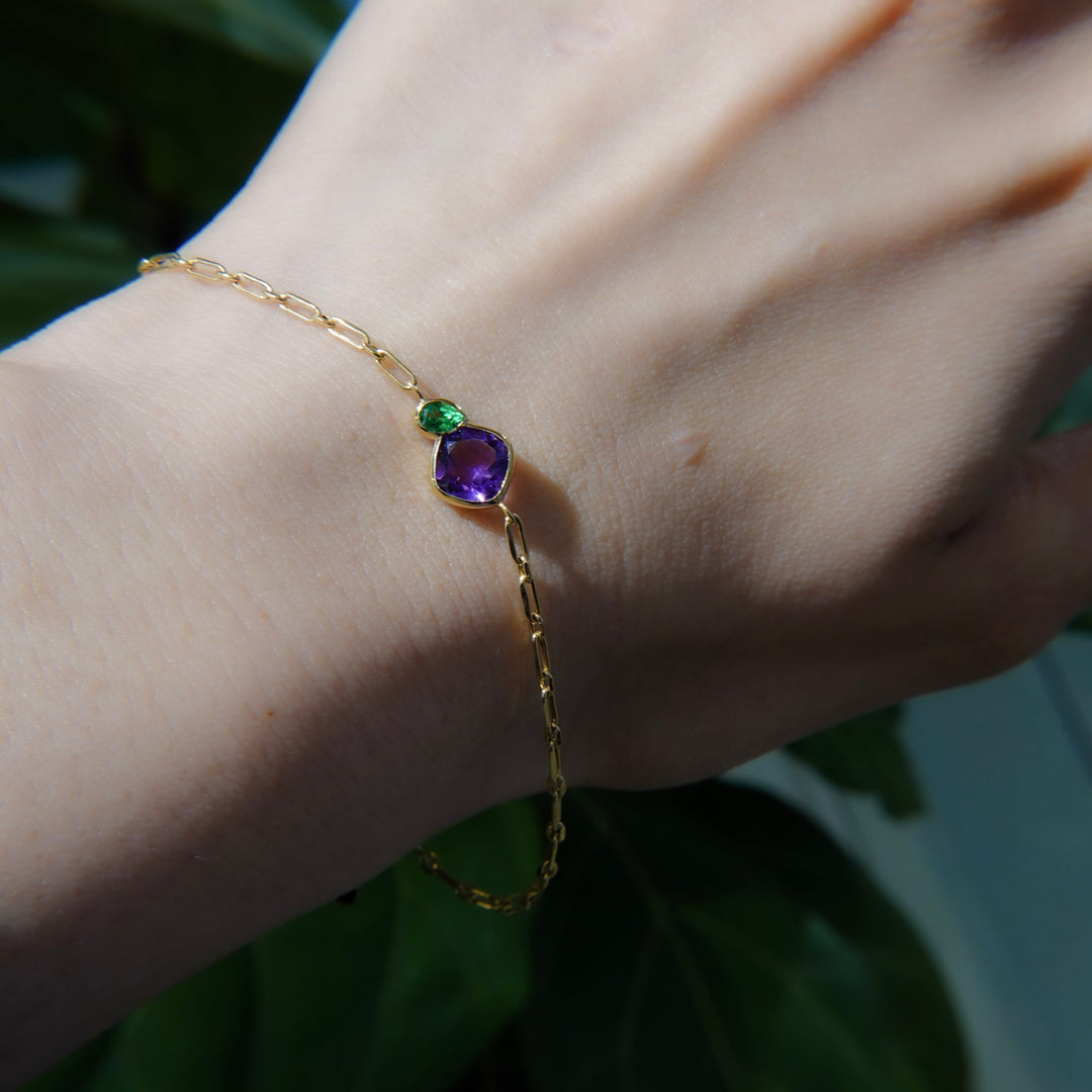 BLANCE 18K Amethyst Greengarnet Bracelet