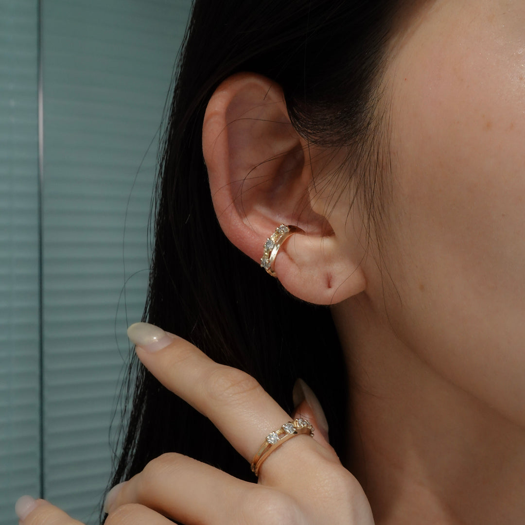 Float Ear cuff -【Natural Diamond】