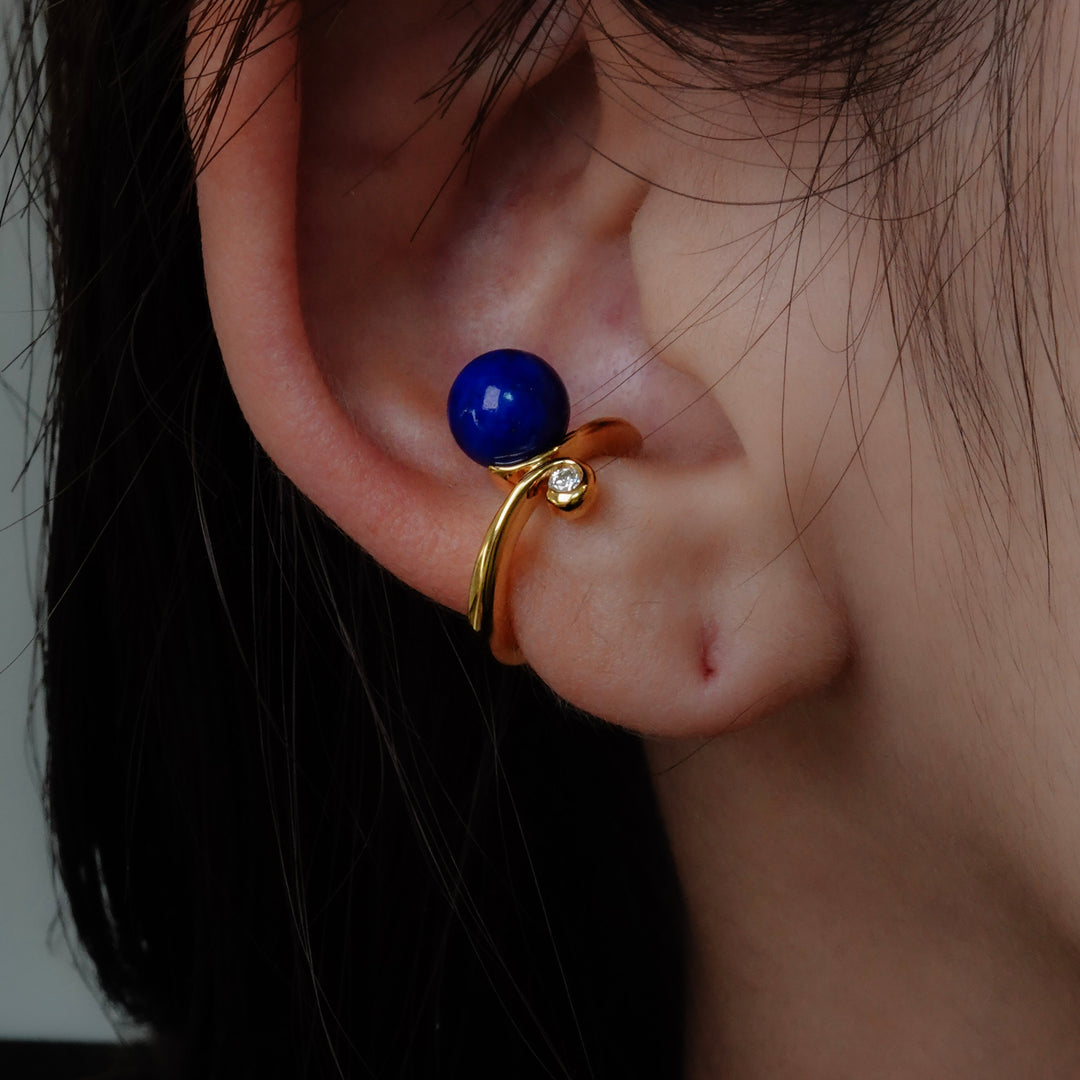 Gold Lapislazuli earcuff GMG3LDイヤーカフ.ラピスラズリ.ダイヤモンド