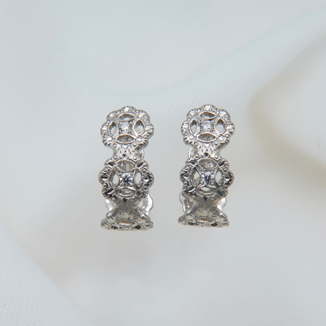 フィレンツェ彫りフラワーイヤリング(RGP)