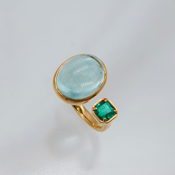 BLANCE 18K Aquamarine Emerald Ring