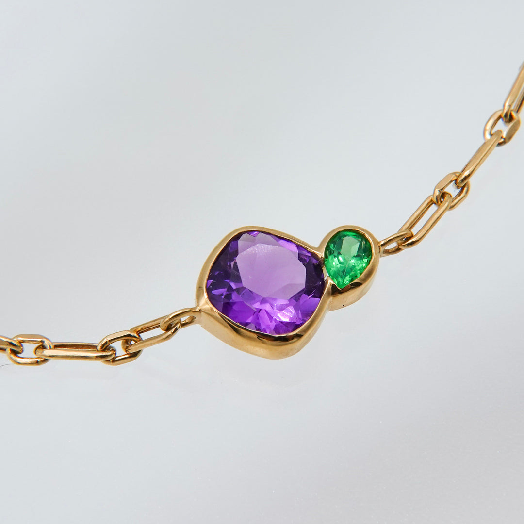 BLANCE 18K Amethyst Greengarnet Bracelet