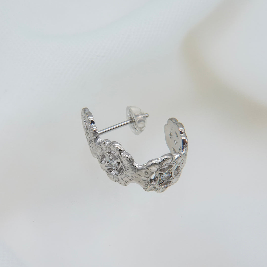 フィレンツェ彫りフラワーピアス(RGP)