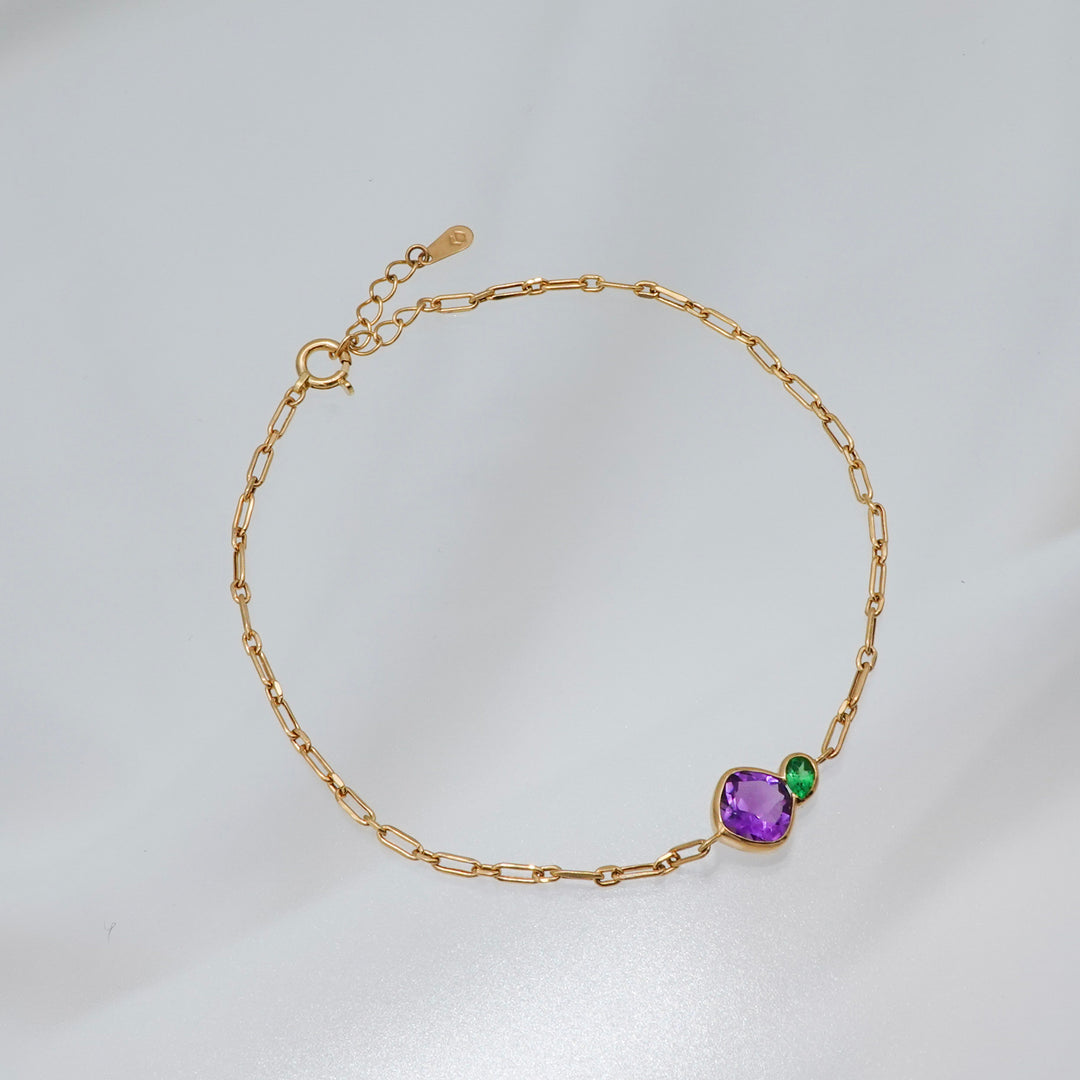 BLANCE 18K Amethyst Greengarnet Bracelet
