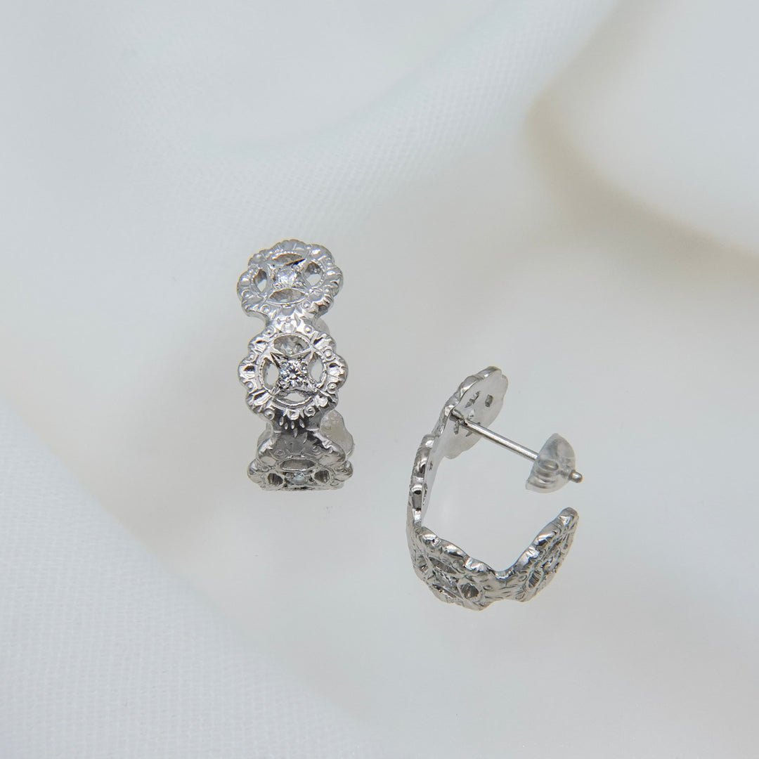 フィレンツェ彫りフラワーピアス(RGP)