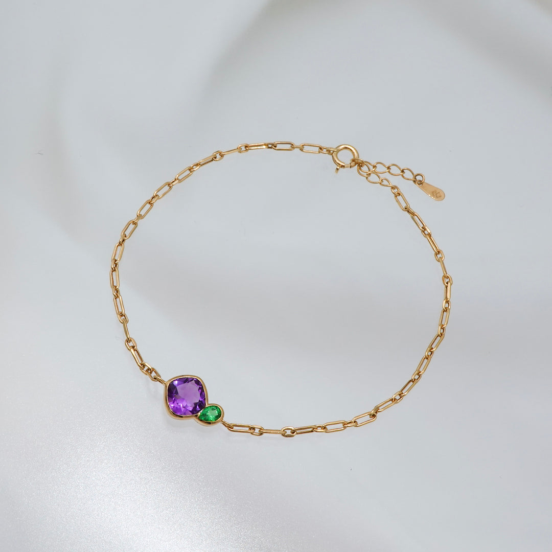 BLANCE 18K Amethyst Greengarnet Bracelet