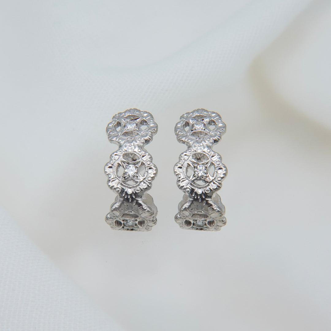 フィレンツェ彫りフラワーピアス(RGP)