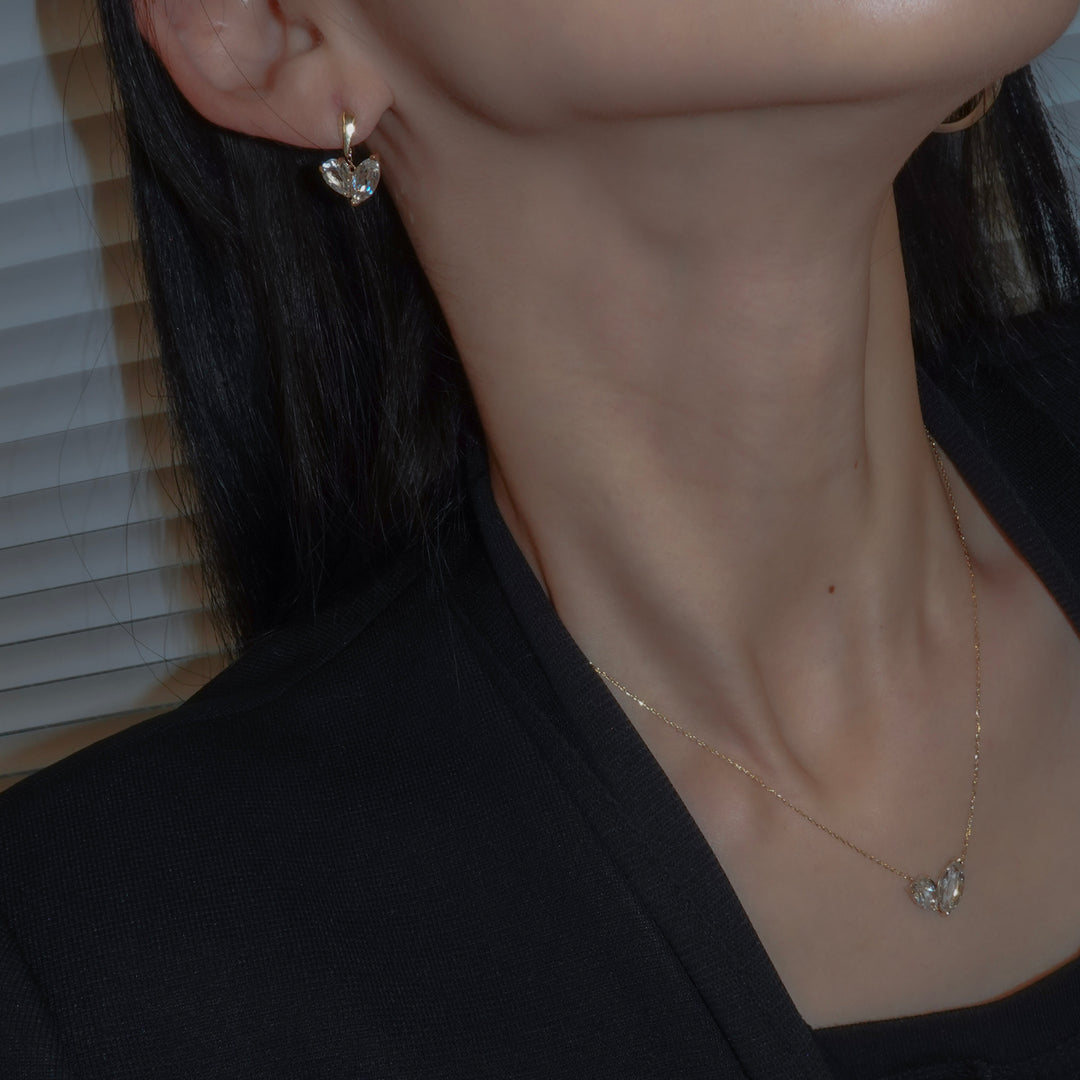 MINI CUDDLE EARRINGS SET_10KYG x White topaz