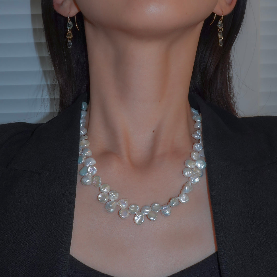 3WAY FALLING PATELS PEARL LARIAT NECKLACE (GD)