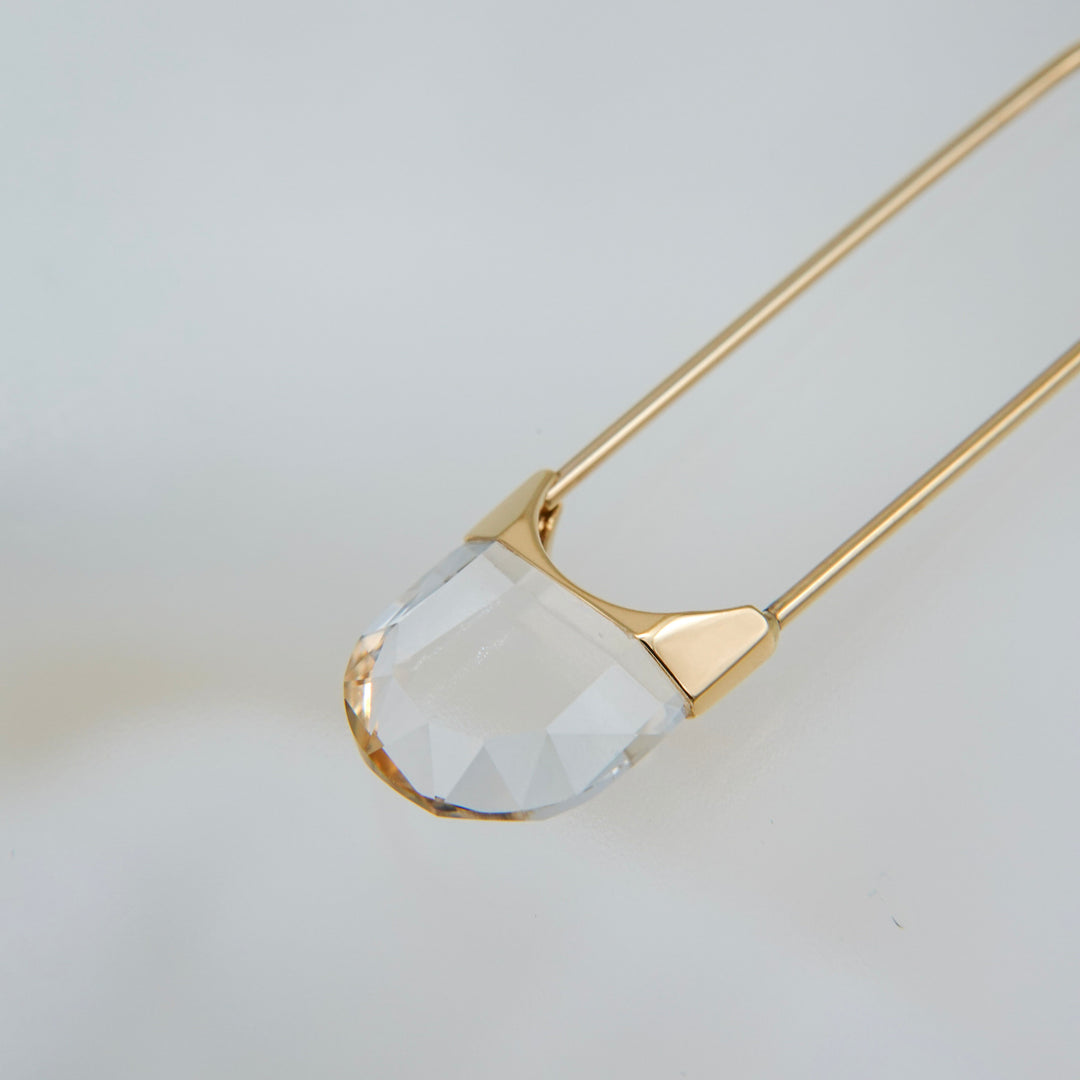 Drop Quartz Pierced Earring Oval