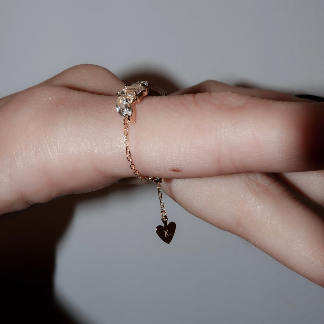 DEW CHAIN RING_K10YG x White topaz