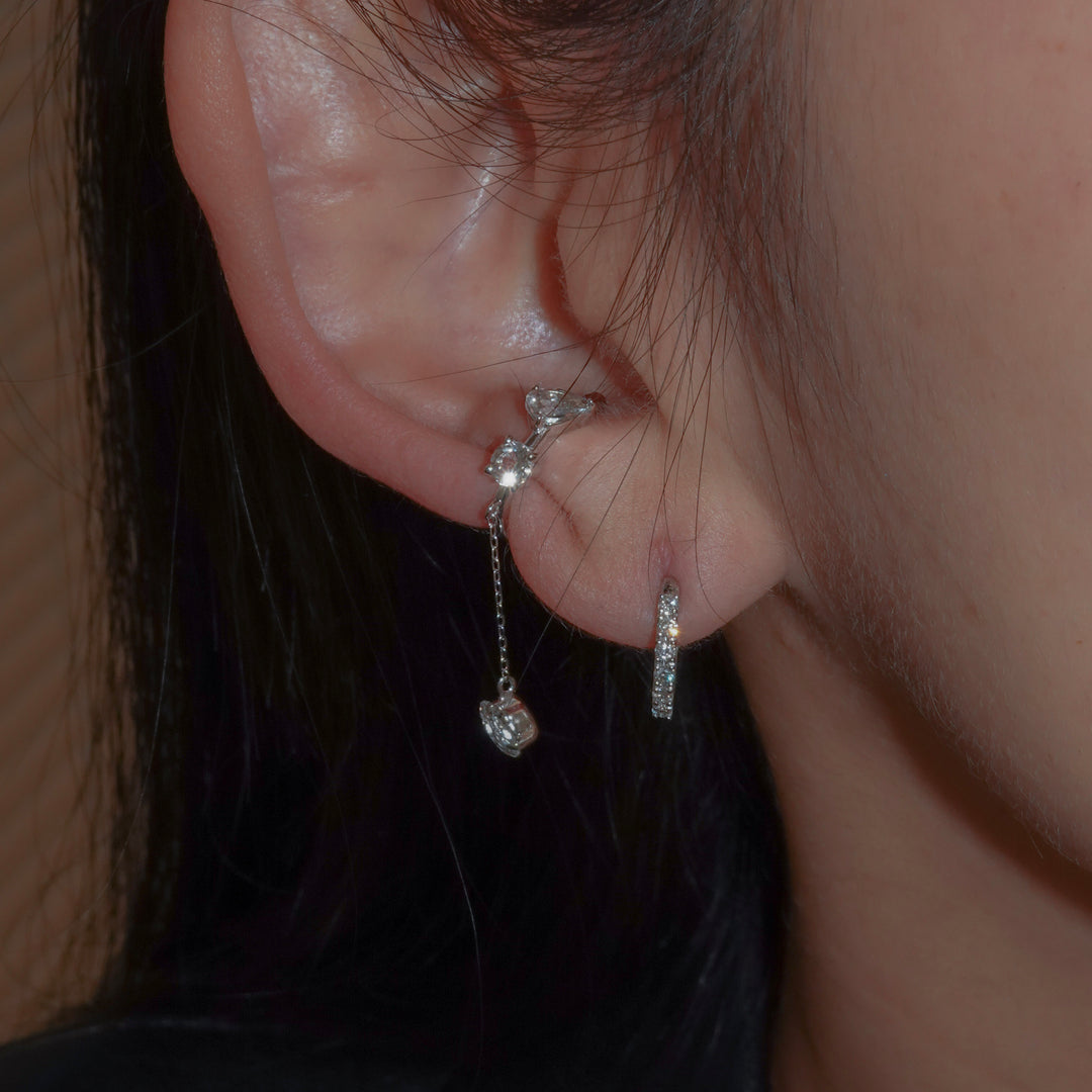 MINI HOOP DIAMOND EARRING (single)_10KWG