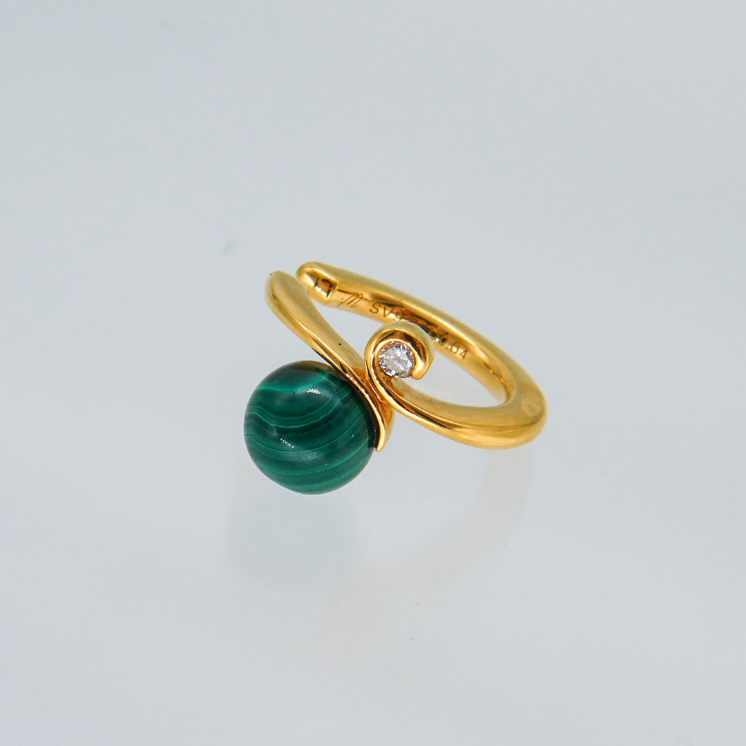 Gold Ear Cuff マラカイト.ダイヤモンド.イヤーカフ GMG3MD