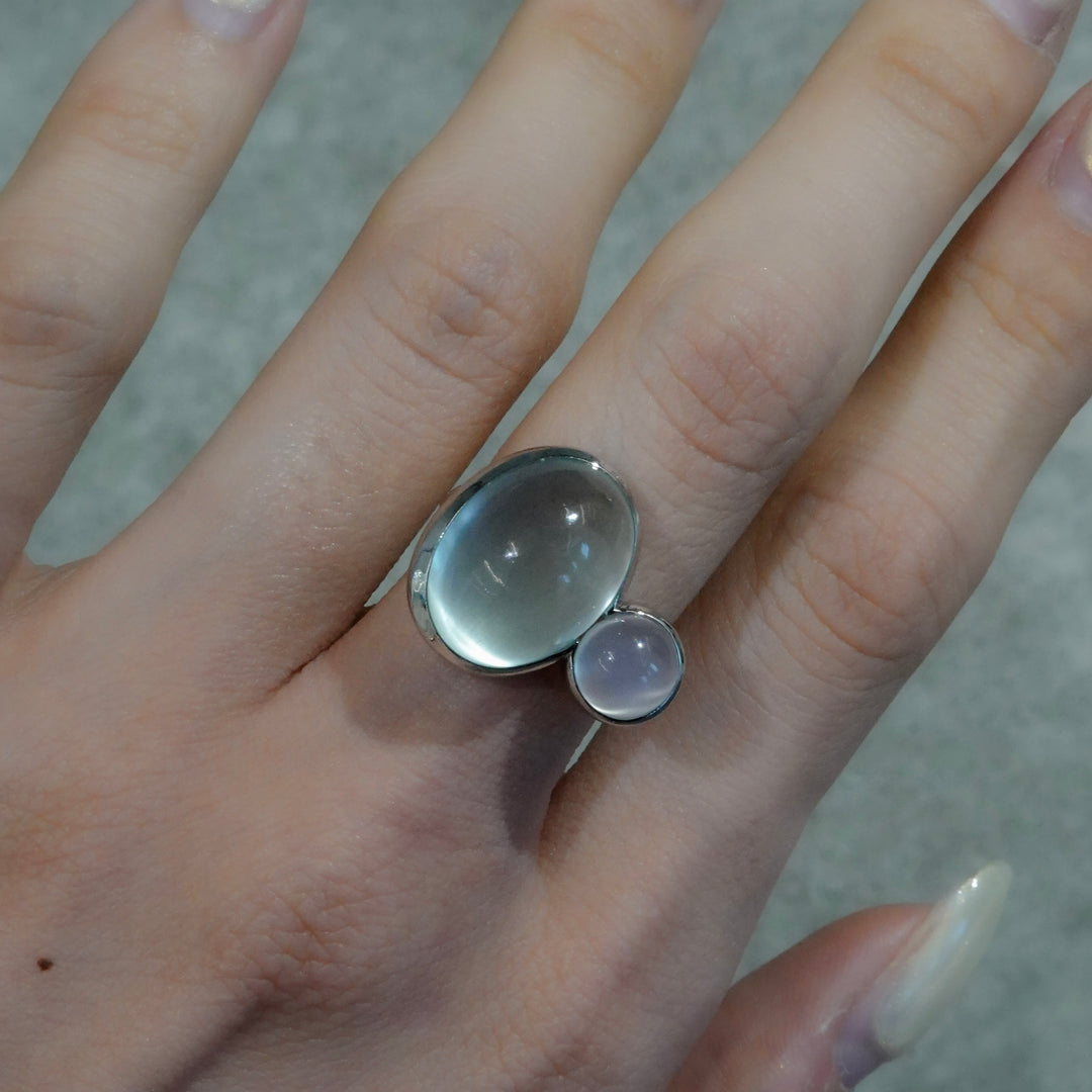 BLANCE Platinum950 Aquamarine Moonstone Ring