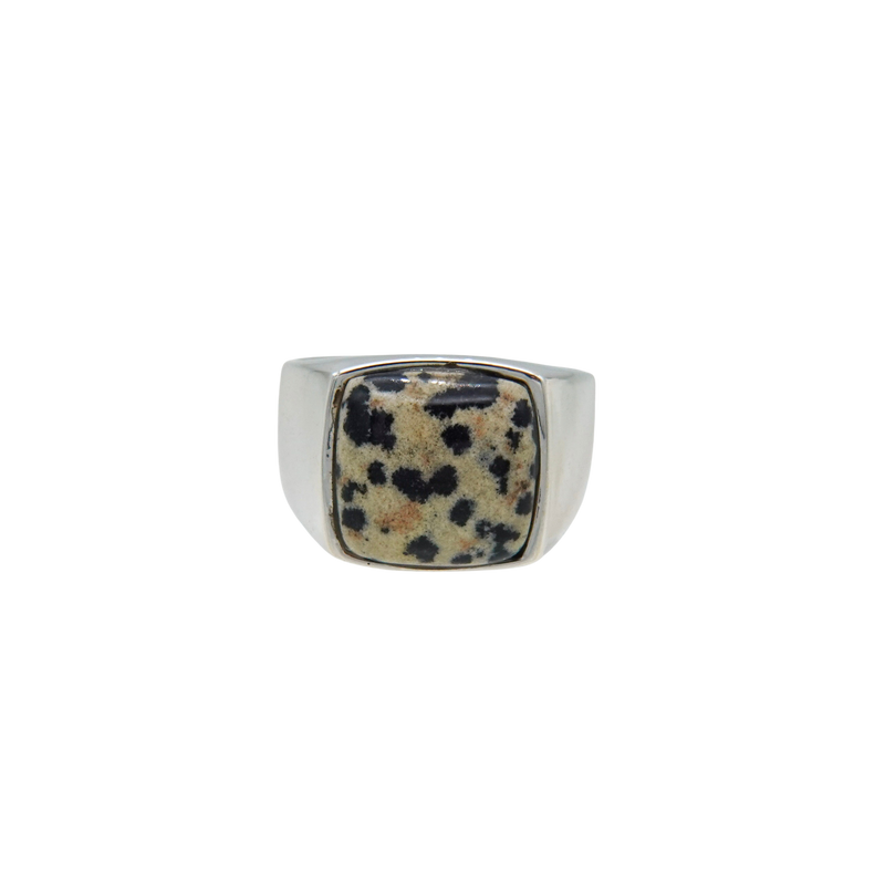 Dalmatian jasper Signet Ring