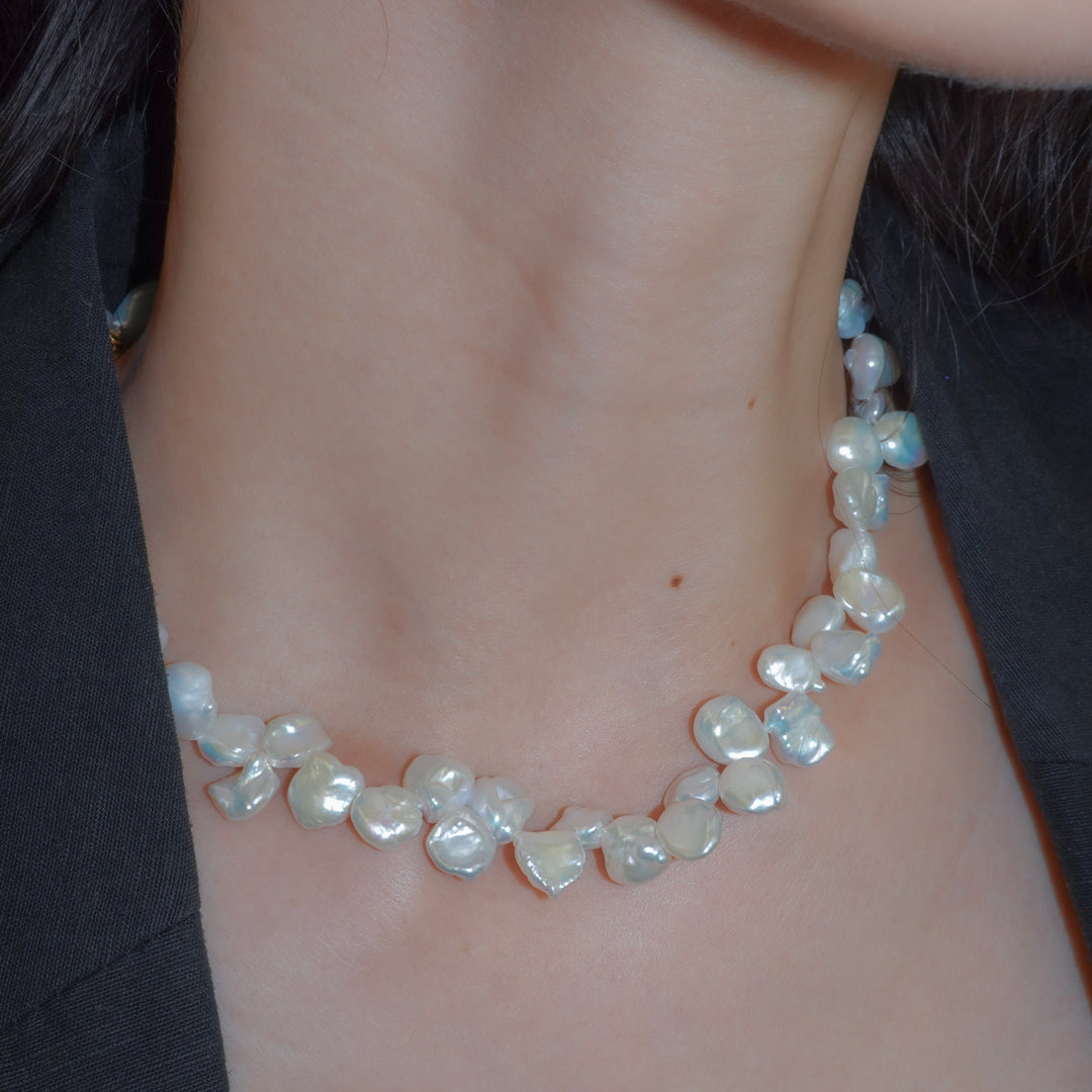 3WAY FALLING PATELS PEARL LARIAT NECKLACE (GD)