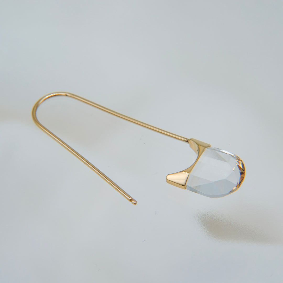 Drop Quartz Pierced Earring Oval