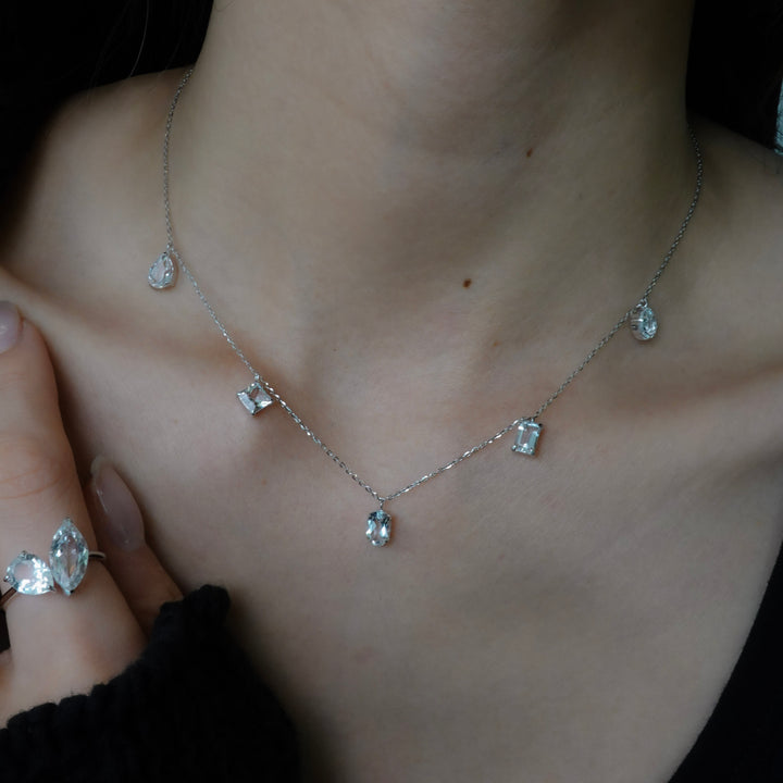 STARRY NECKLACE_10KWG x White Topaz
