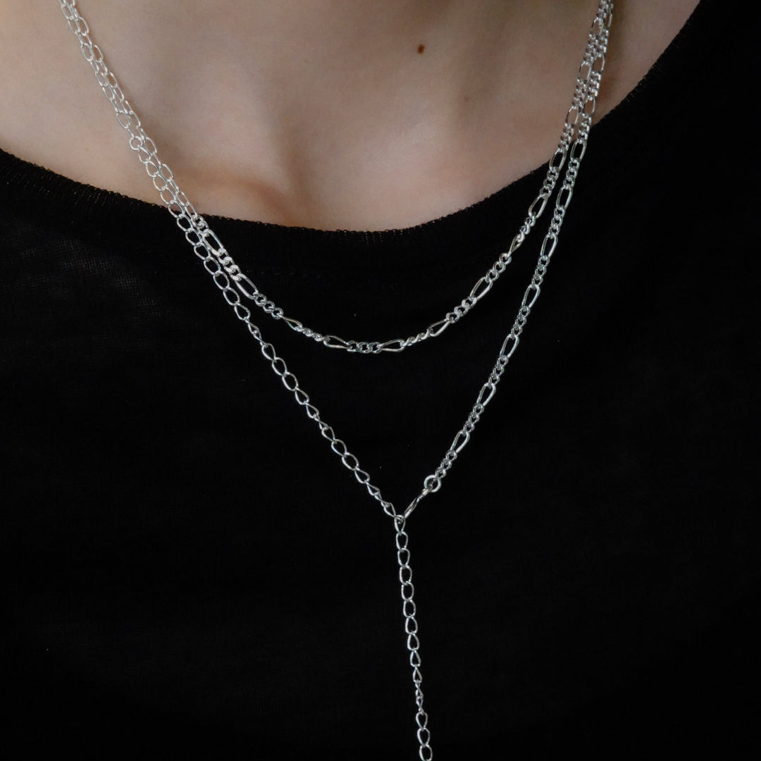 silver925 mix chain 2way necklace [LBN5]