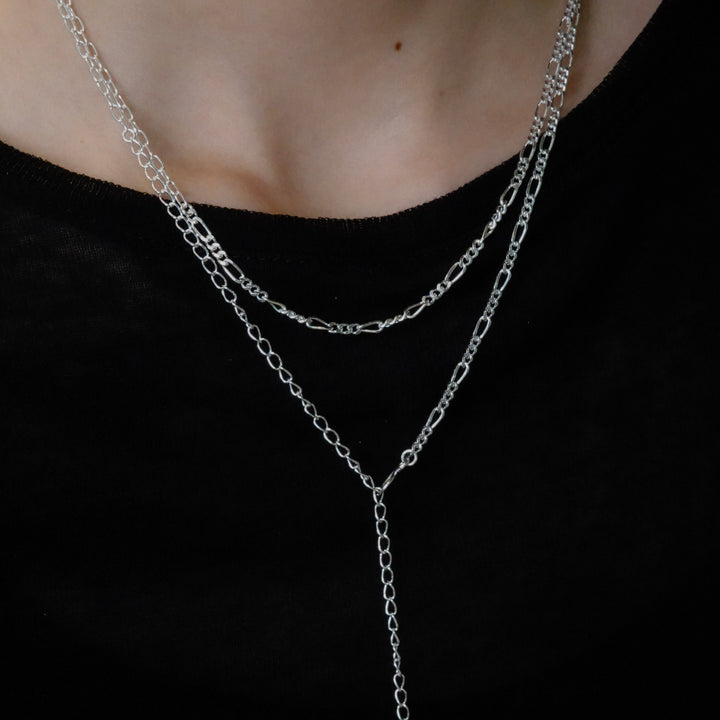 silver925 mix chain 2way necklace [LBN5]