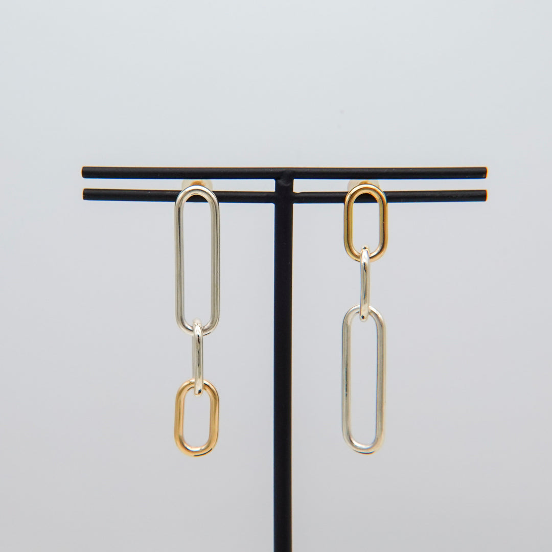 CHAIN Silver 18Kgold Pierced Earrings