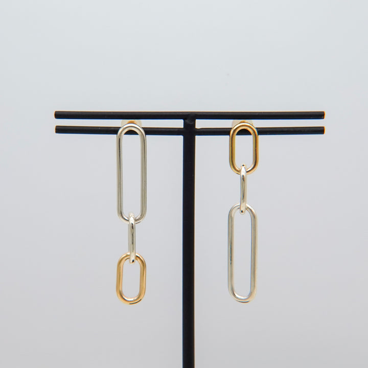 CHAIN Silver 18Kgold Pierced Earrings
