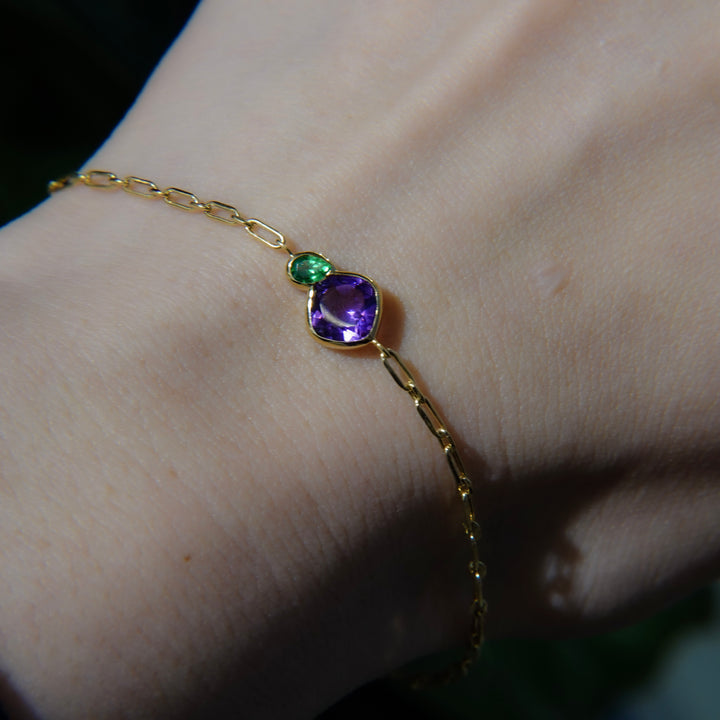 BLANCE 18K Amethyst Greengarnet Bracelet