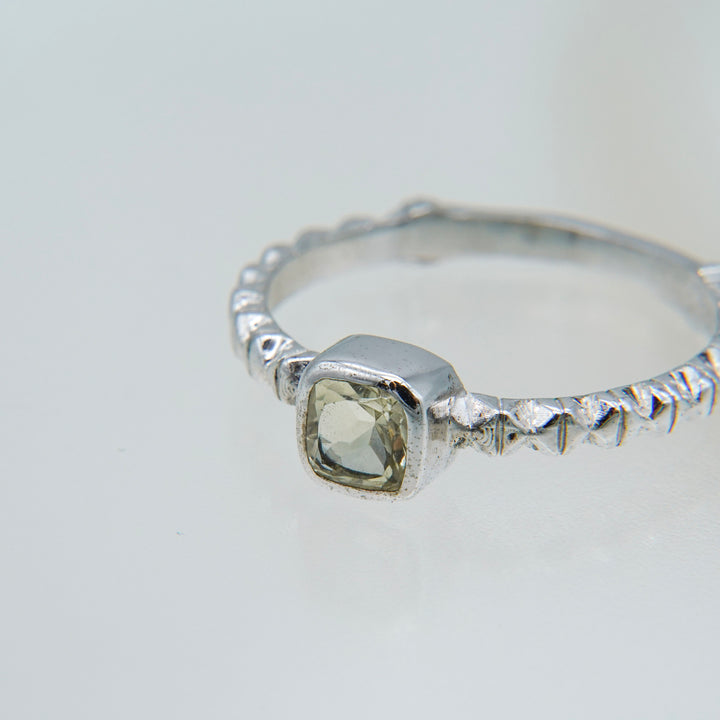 シルバーレモンクオーツフィレンツェ彫りリング