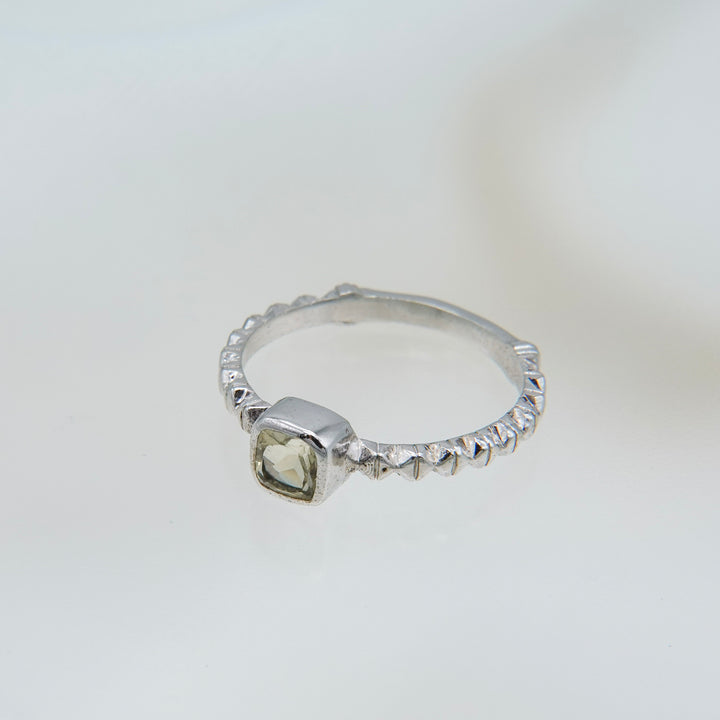 シルバーレモンクオーツフィレンツェ彫りリング