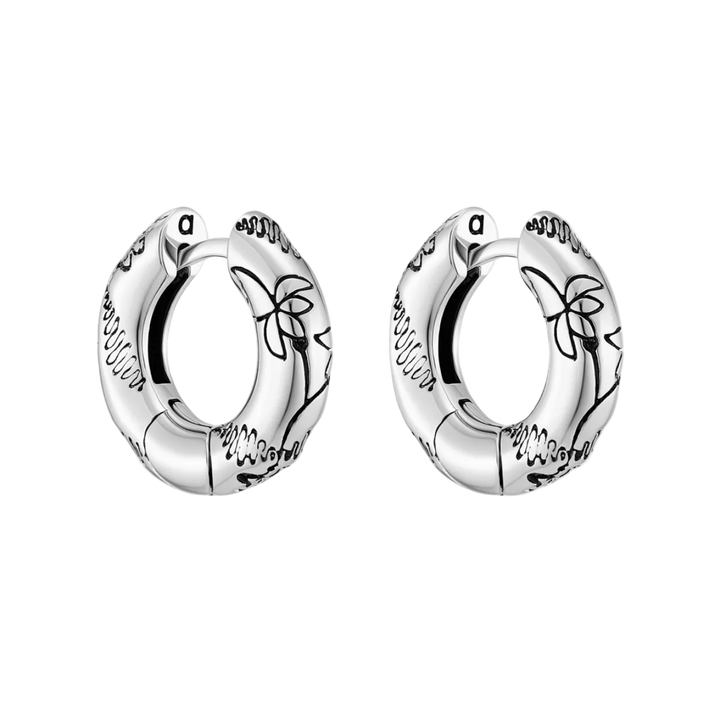 Black Millefleurs Hoops